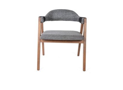 Moderner Sessel Stuhl 1x Esszimmer Echtes Holz Lounge Sitz Polsterstuhl Textil