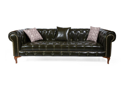 Leder 3-Sitzer Sofa in Schwarz modern eleganter Stil
