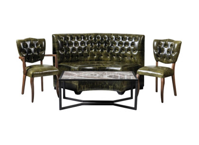 Chesterfield 2х Stühle Sofa 2 Sitzer Set 4 tlg. Sofa Bank Couch Sitzbank Grün