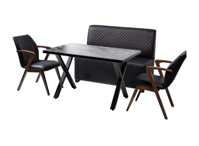 Loft Küchen Essgarnitur Modernes Esszimmer Set Bank Sessel Lehnstuhl Sets 4tlg.