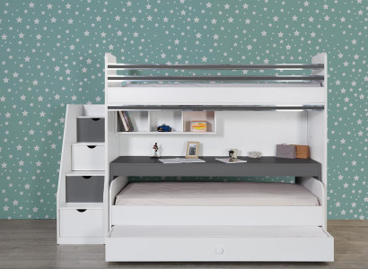 Etagenbett Kinderbett Jugendzimmer Holz Kinder Zimmer Weiß Bett Neu