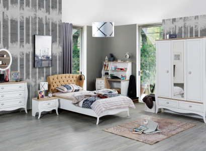 Komplett Jugendzimmer Set Bett Kleiderschrank Kommode 5tlg Möbel Luxus