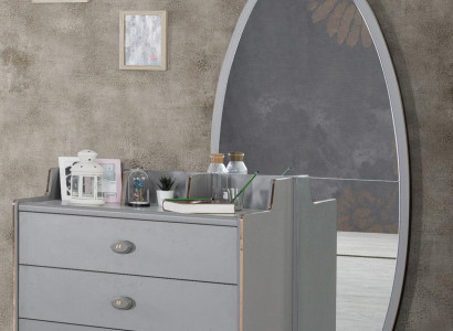 Kommode mit Spiegel Holz Kommoden Möbel Schrank Schlafzimmer Grau Neu