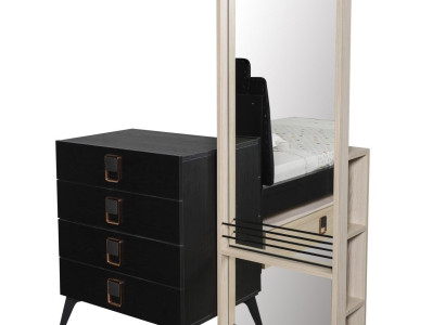 Kommode mit Spiegel Jugendzimmer Schwarz Möbel Holz Regal Kommoden Neu