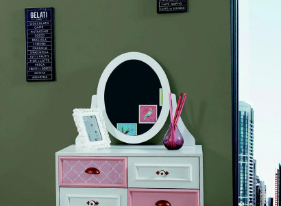 Kommode mit Spiegel Luxus Konsole Kommode Rosa Kinderzimmer Möbel Neu