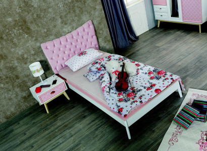 Kinderzimmer Luxus Bett Nachttisch Rosa Set Möbel Design 2tlg. Konsole