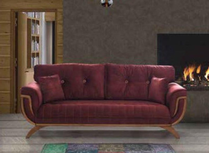Luxus Dreisitzer Moderne Couch Möbel Rote Couchen Sofas Stoff Textil Polster