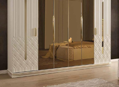 Moderner Kleiderschrank Luxus Schrank Holz Schränke Glas Gold Hochglanz Italien