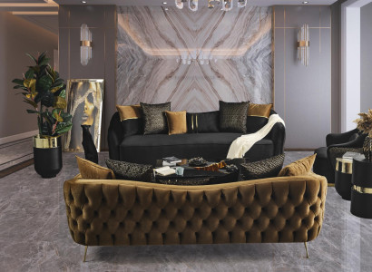 Elegante Leder-Couch in Braun für Wohnzimmer im klassischen Stil