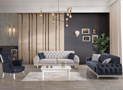 Luxus Sofagarnitur Couch Set Möbel 3+3+1 Couchtisch Möbel Textil 4tlg.