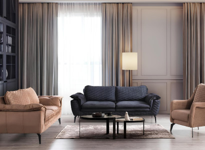 Sofa 3 Sitzer Grau Sofas Stil Luxus Wohnzimmer Couch  Design Polster Stoff