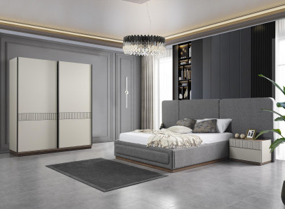 Italienisches Schlafzimmer Bett mit Nachttischen Kleiderschrank Loft Betten 4tlg