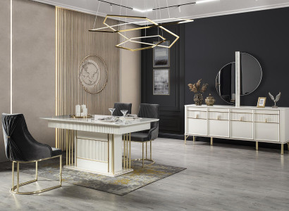 Esstisch Stuhl Essgruppe Garnitur Esszimmer Tische Kommode Set 6tlg