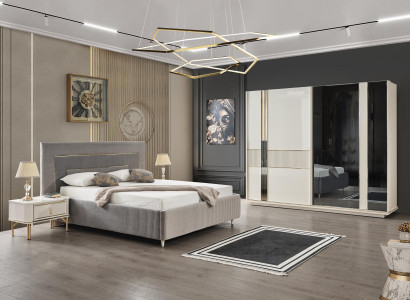 Modernes Schlafzimmer Set Couch Set Kleiderschrank 2x Nachttisch Möbel 4tlg.