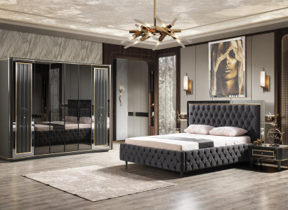 Schlafzimmer Bettdesign moderne Luxusbetten 2x  Nachttische Kleiderschrank 4tlg