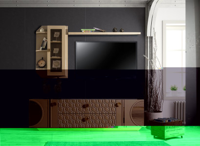 beige rtv low tv schrank kommode+wandregal wohnzimmer moderne holz designmöbel