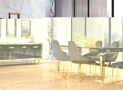 Großes Esszimmer Set Esstisch 6x Stühle Sideboard Spiegel Garnitur 9tlg