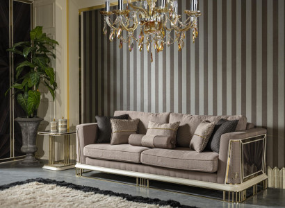 Sofa 3 Sitzer Braun Wohnzimmer Luxus Design Elegantes Stil Möbel Sofas