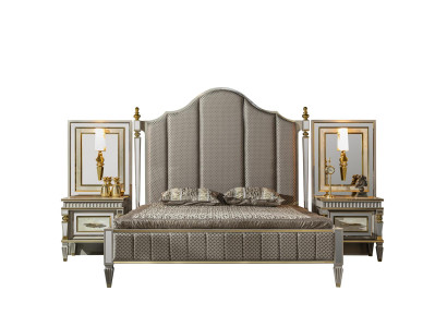 Bett Grau Metall Möbel Elegantes Design Schlafzimmer Luxus Betten Neu