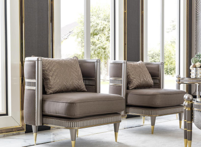 Sessel Braun Elegantes Polster Stoff 1Sitzer Stil Modern Möbel Wohnzimmer Neu