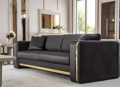 Couch Dreisitzer Sofa Möbel Luxus Sofas Couchen Metall Textil Wohnzimmer