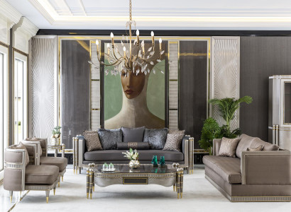 Wohnzimmer Set Grau 2x Sessel Sofagarnitur Beistelltisch Couchtisch 6tlg.