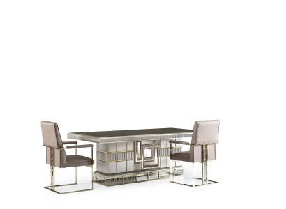 Esszimmer Set Grau Holz Esstisch Schön 4x Stühle Modern Elegantes Design 5tlg.