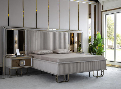 Schlafzimmer Set Weiß Bett Holz 2x Nachttische Betten Sets Luxus 3tlg.