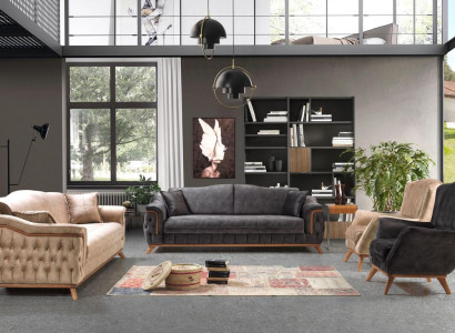 Sofa Luxus Textil Chesterfield Couch Polster  3Sitzer Couchen Stoff Neu