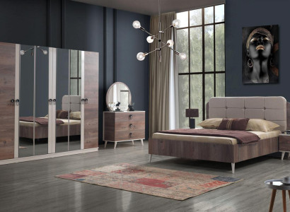 Schlafzimmer Komplett Set  Bett 2 x Nachttisch Kleiderschrank 5tlg
