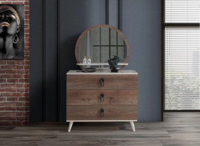 Schlafzimmer Kommode mit Spiegel Luxus Modern Möbel Set 2tlg Holz Neu