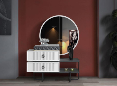 Design Kommode Anrichte Schrank Kommoden Sideboard 2tlg. Spiegel Möbel