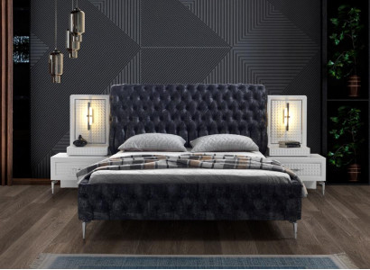 Schlafzimmer Bett Chesterfield Polster Design Luxus Doppel Betten Schwarz