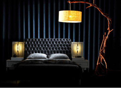 Chesterfield Schlafzimmer Komplett Bett 2x Nachttische Set Luxus Möbel 3tlg.