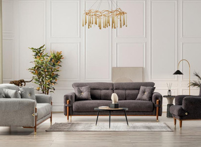 Designer Wohnzimmer Sitzgarnitur Polster 3-Sitzer Loungesessel 3tlg