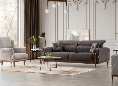 Grau-Beige Sofagarnitur Textilcouchen Polstersessel  Moderne Möbel