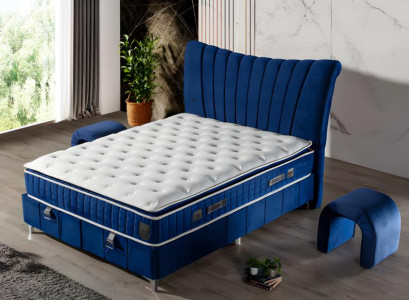 Luxuriöses Boxspringbett in Blau Modernes Design für höchsten Komfort und Stil