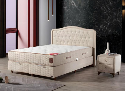 Modernes Bettgestell mit elegantem, gepolstertem Kopfteil für höchsten Komfort