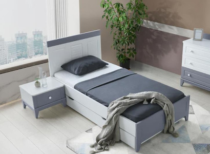 Moderner Einzelbett & Nachttisch Stilvolles Design für gemütliches Schlafzimmer