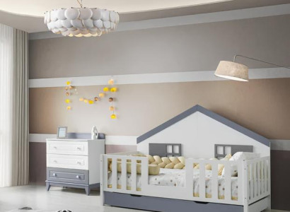 Modernes Montessori Hausbett mit Kommode Stilvolles Design für Kinderzimmer