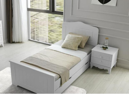 Bett Nachttisch Modernes Design Weiß Komfortables Wohnen Stilvolles Kinderzimmer