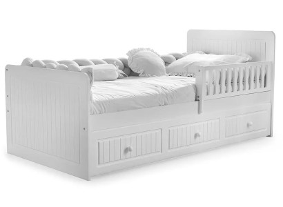 Bett Integrierter Stauraum Seitenrückenschutz Modernes Design Kinderzimmer