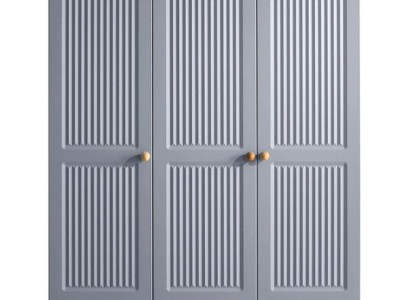 Kleiderschrank Modern Look Graue Fronten Holzakzente Stilvolles Kinderzimmer