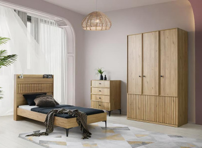 Möbelset Bett Kleiderschrank Kommode Modernes Holzdesign Stilvolles Kinderzimmer
