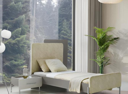 Bett Gepolstertes Kopfteil Passender Nachttisch Modernes Design Kinderzimmer