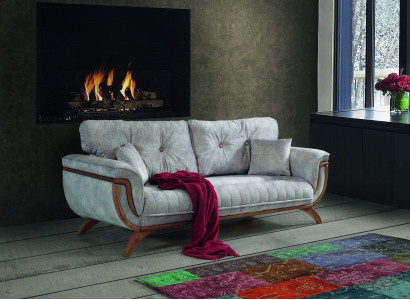 Gemütliche Sofa 3 Sitzer Luxus Couch Grau Wohnzimmer Möbel Textil Sofas