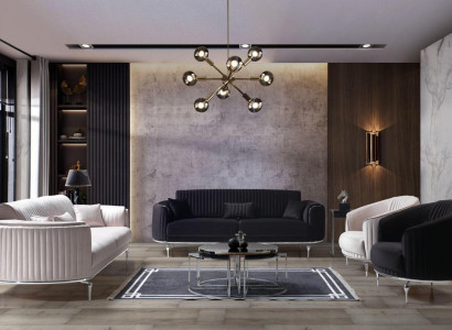 Bunte Sofagarnitur Weiß Sofa Couch Sitz Polster Garnitur 4tlg. Set 3311 Sitzer