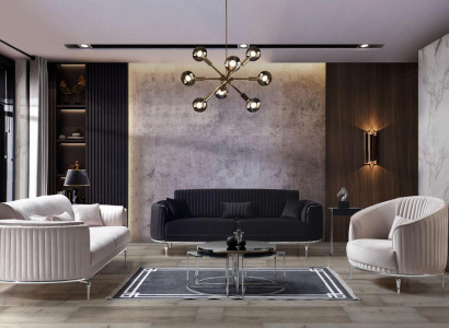 Sofa Set 331 Sitzer Luxus Modern Set Wohnzimmer Möbel Textil Sofagarnitur