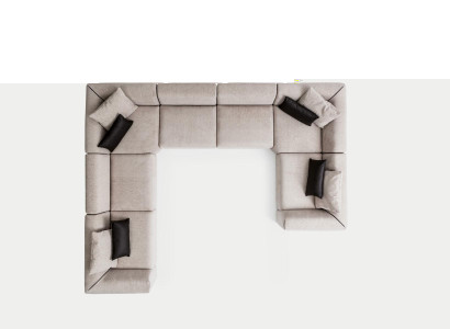 Ecksofa U-form Wohnzimmer Sofa Couch Beiges Polstersofa Wohnlandschaft
