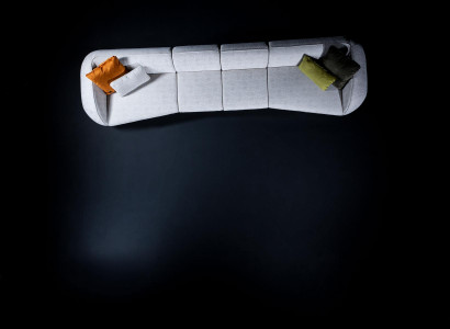 Grauer Sechssitzer Wohnzimmer Couch Polstersofa Luxus Designer Möbel